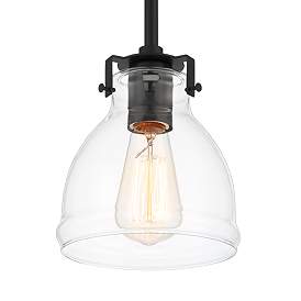 Image3 of Possini Euro Bellis 6" Wide Black Clear Glass Mini Pendant more views