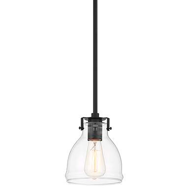 Possini Euro Bellis 6" Wide Black Clear Glass Mini Pendant