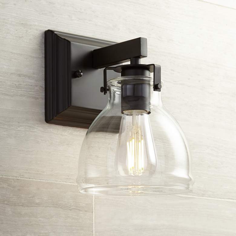 Image 1 Possini Euro Bellis 9 1/2" High Bronze Wall Sconce