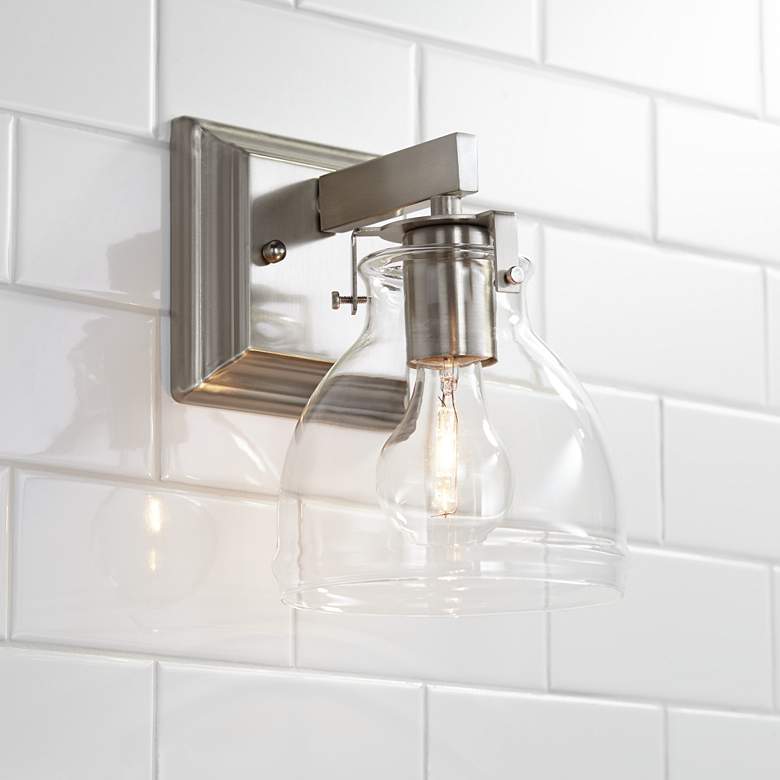 Image 1 Possini Euro Bellis 9 1/2" High Brushed Nickel Wall Sconce