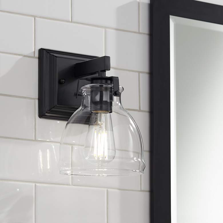 Image 1 Possini Euro Bellis 9 1/4" High Black Wall Sconce