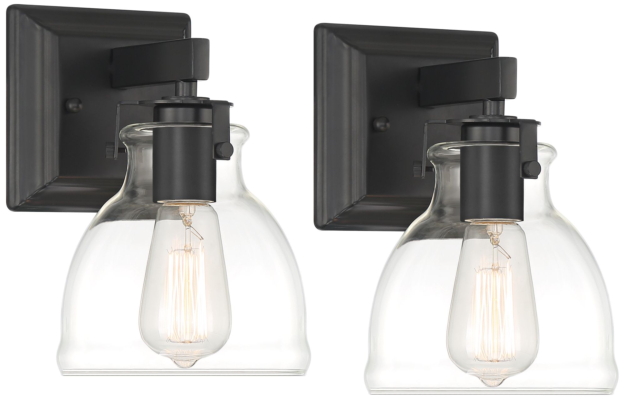 Possini Euro Bellis 9 1/4" High Industrial Black Wall Sconce Set of 2