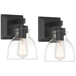 Possini Euro Bellis 9 1/4&quot; High Industrial Black Wall Sconce Set of 2
