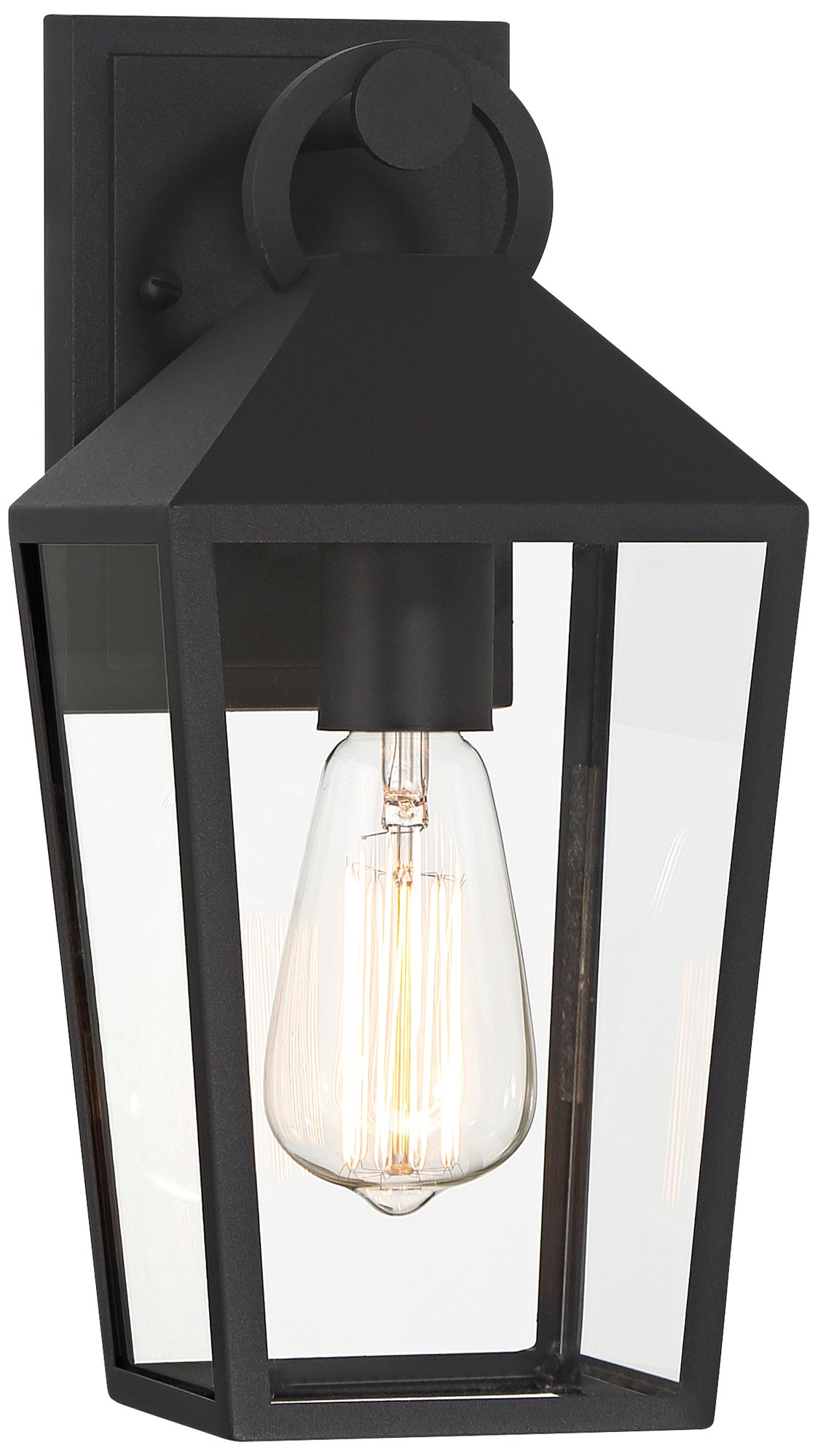 Thumbnail1 of Possini Euro Belmont 13" High Textured Black Modern Outdoor Wall Light