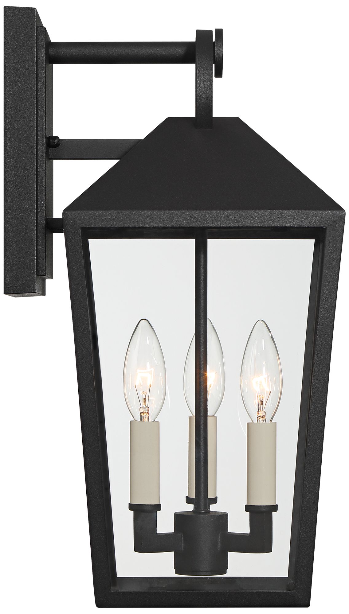 Possini Euro Belmont 17"H Black 3-Light Outdoor Wall Light Set of 2
