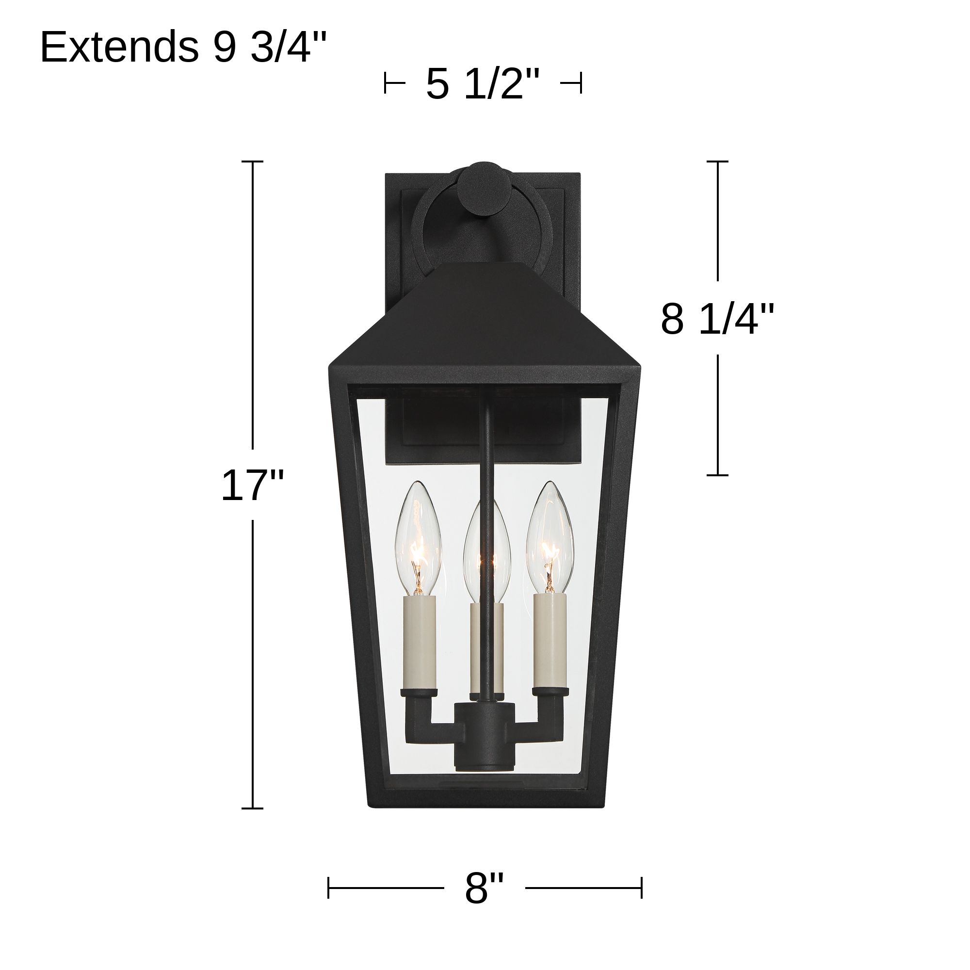 Possini Euro Belmont 17"H Black 3-Light Outdoor Wall Light Set of 2
