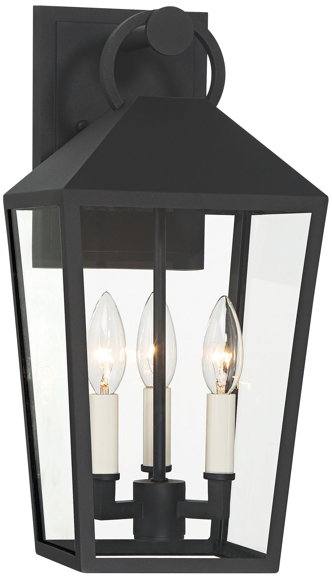 Possini Euro Belmont 17"H Textured Black 3-Light Outdoor Wall Light