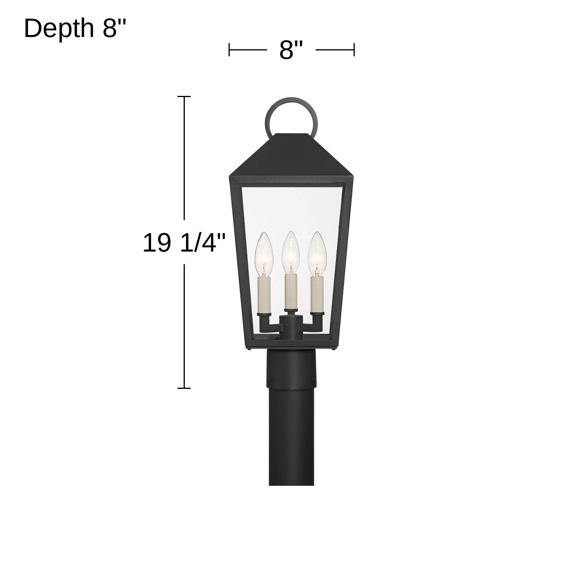 Possini Euro Belmont 19 1/4"H Black Modern 3-Light Outdoor Post Light