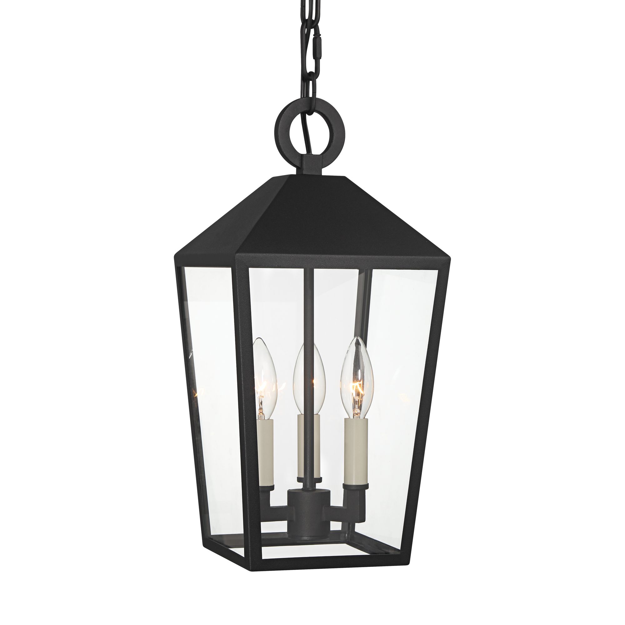 Image 2 Possini Euro Belmont 8"W Black Modern 3-Light Outdoor Hanging Light more views