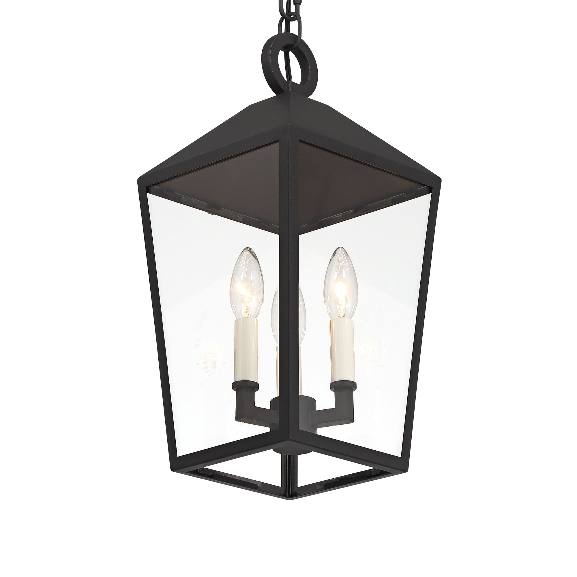 Image 3 Possini Euro Belmont 8"W Black Modern 3-Light Outdoor Hanging Light more views