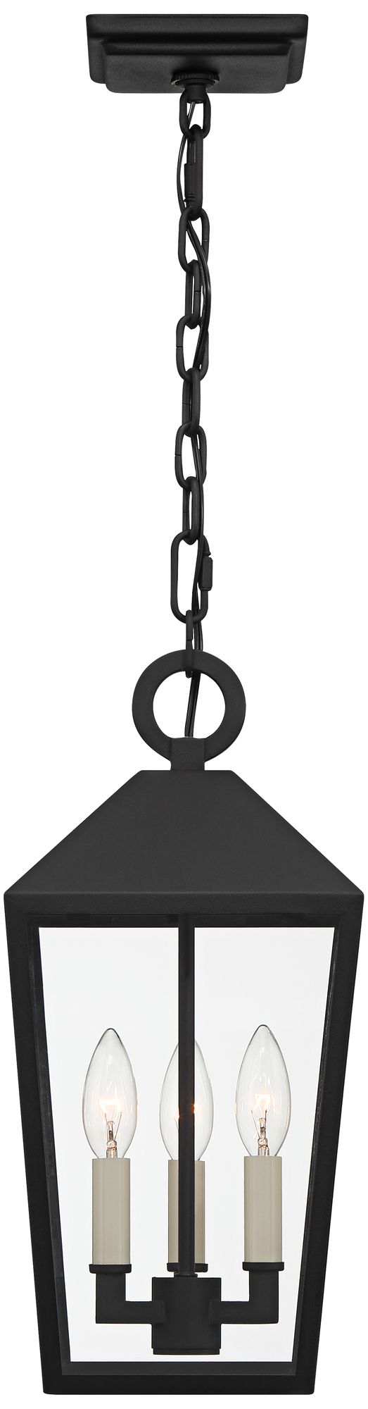 Image 5 Possini Euro Belmont 8"W Black Modern 3-Light Outdoor Hanging Light more views