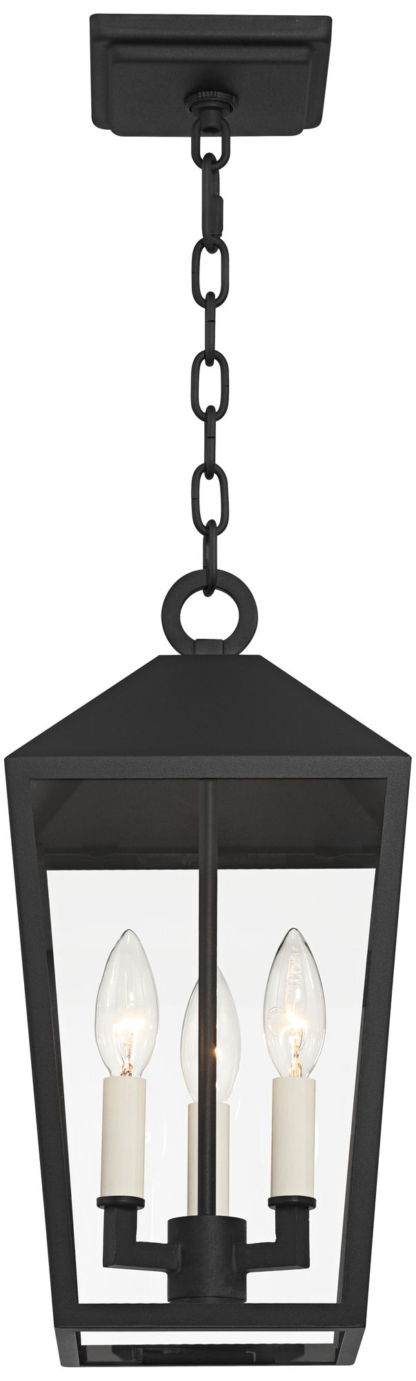 Image 6 Possini Euro Belmont 8"W Black Modern 3-Light Outdoor Hanging Light more views