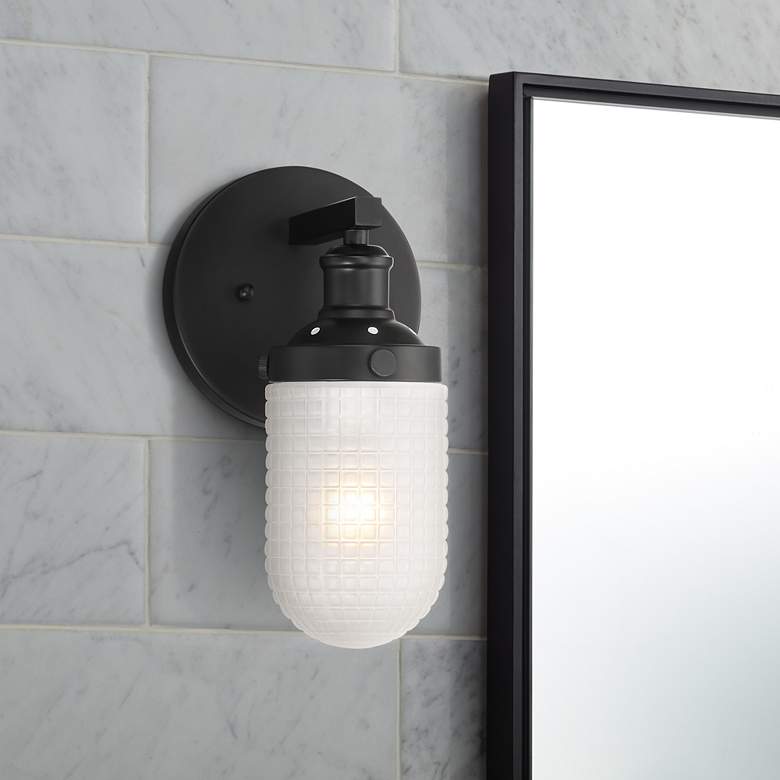 Image 1 Possini Euro Bendarra 10 3/4" High Black Wall Sconce
