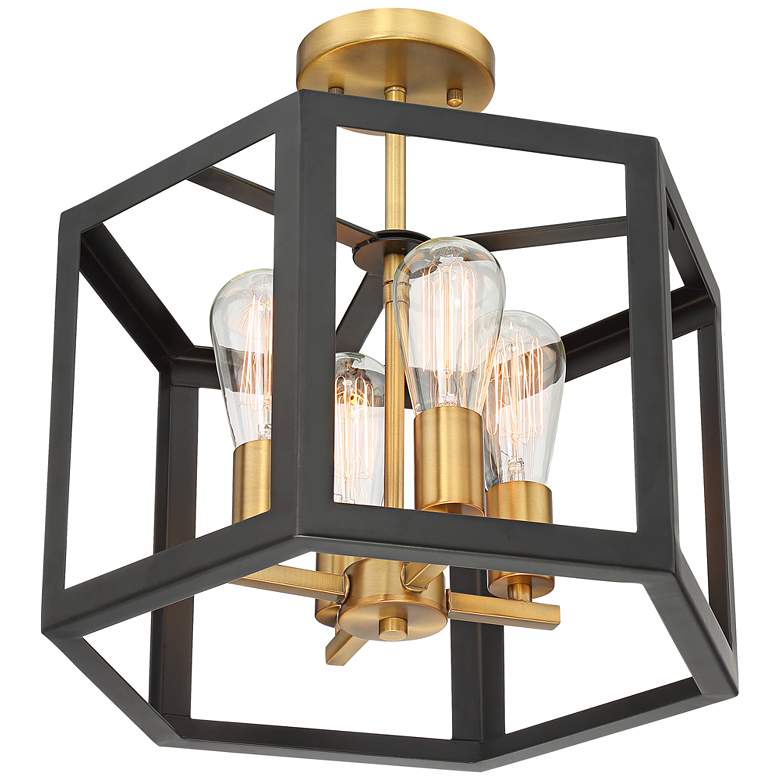 Image 7 Possini Euro Beni 16 inch Wide Bronze and Gold 4-Light Ceiling Light more views