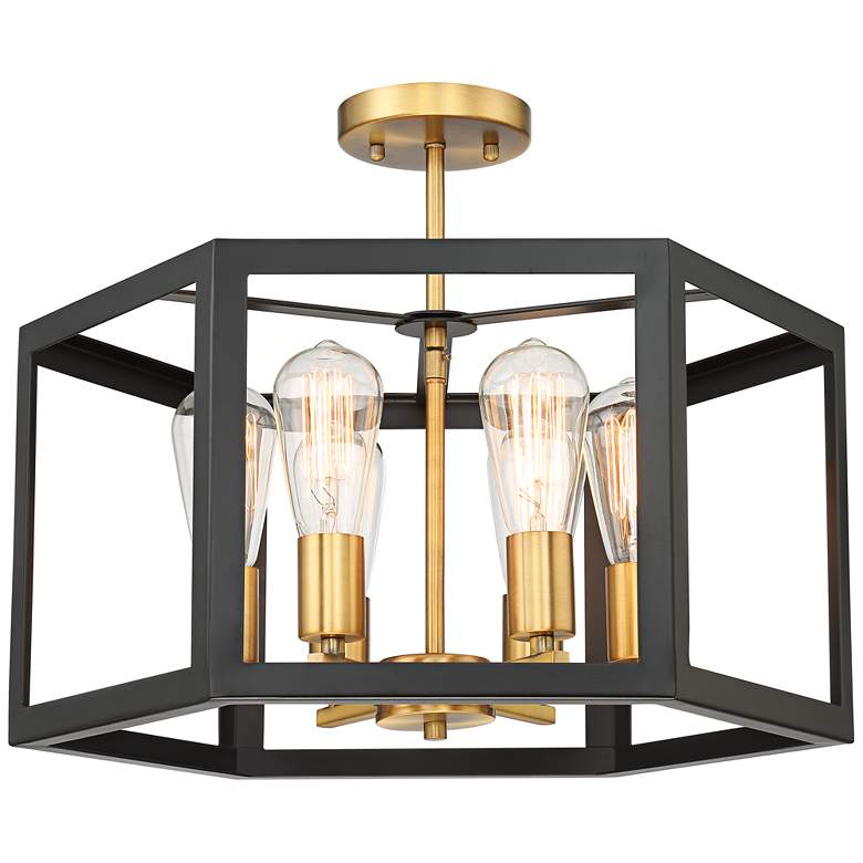 Image 2 Possini Euro Beni 20" Wide 6-Light Bronze and Gold Ceiling Light