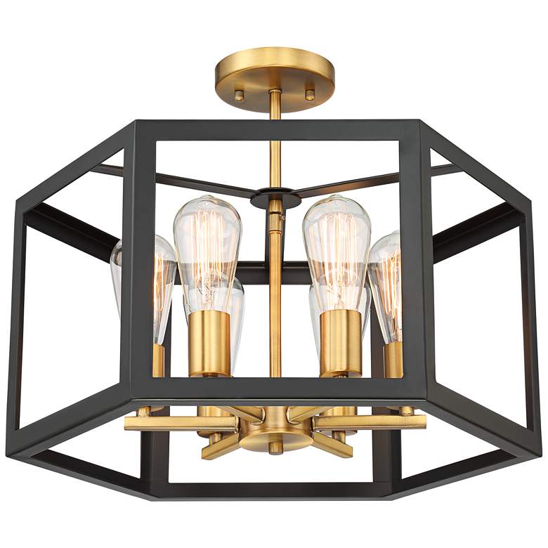 Image 6 Possini Euro Beni 20 inch Wide 6-Light Bronze and Gold Ceiling Light more views