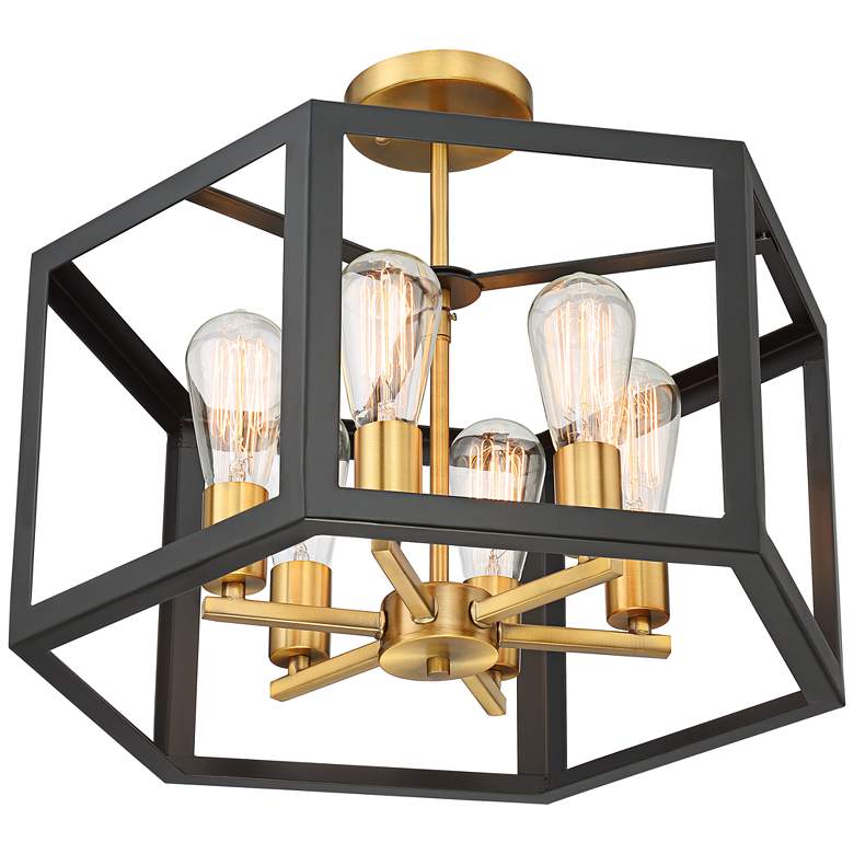 Image 7 Possini Euro Beni 20 inch Wide 6-Light Bronze and Gold Ceiling Light more views