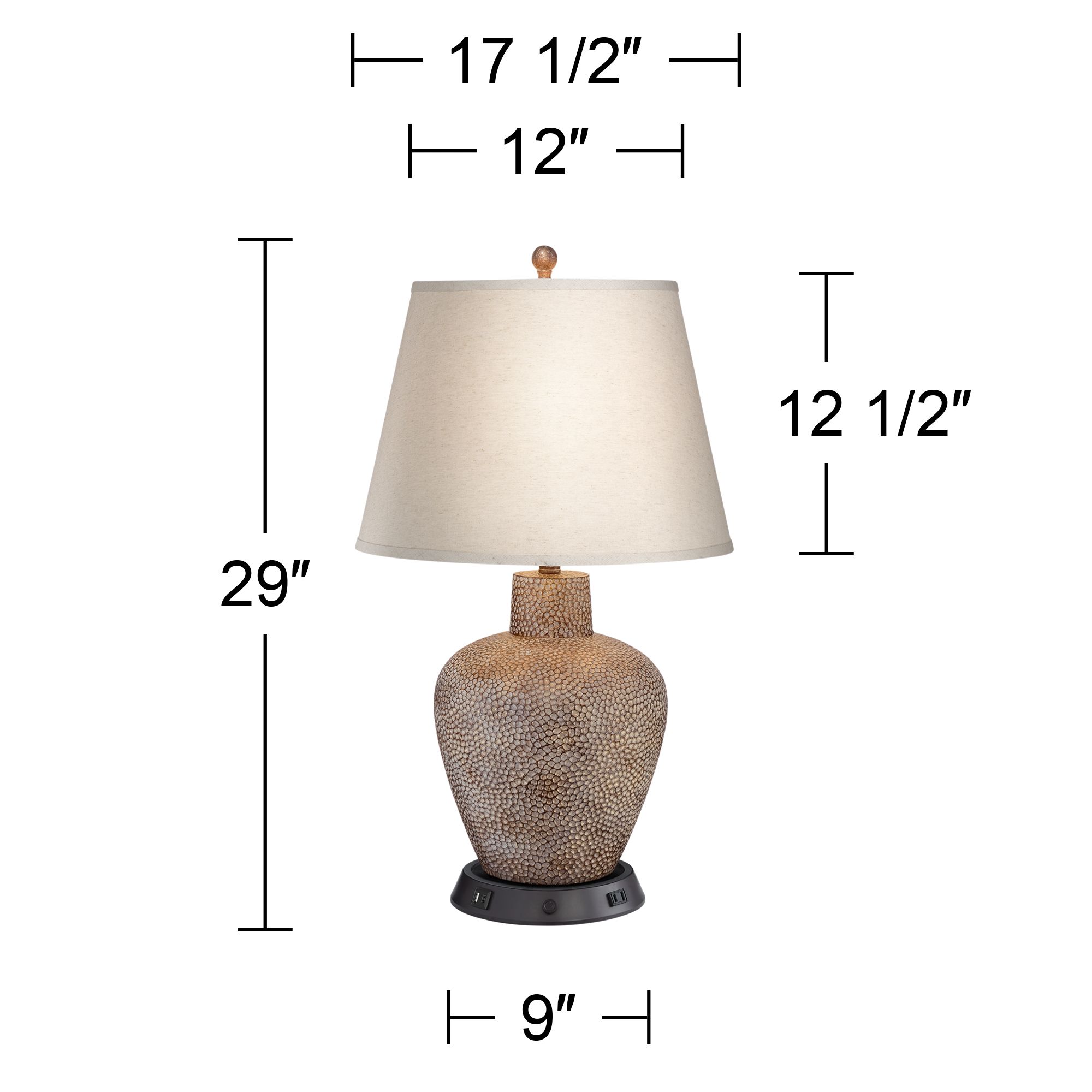 USB Outlet Lamp Base with Dimmer