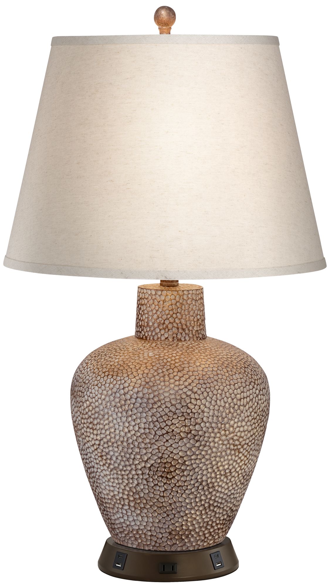 Image 2 Possini Euro Bentley Bronze Hammered Pot Lamp with USB Workstation Base