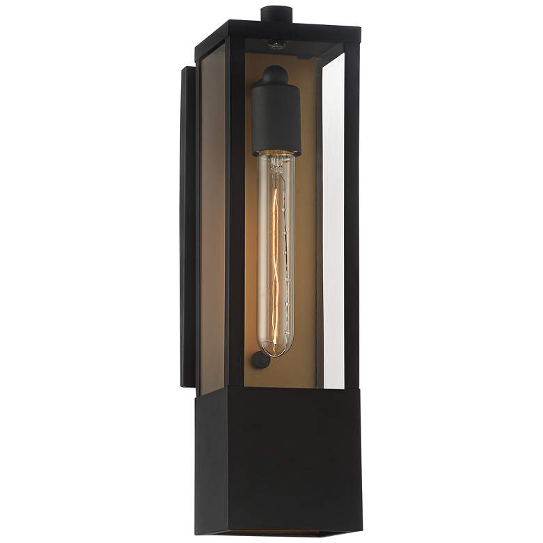 Image 2 Possini Euro Berk 16 inch High Black and Gold Box Outdoor Wall Light