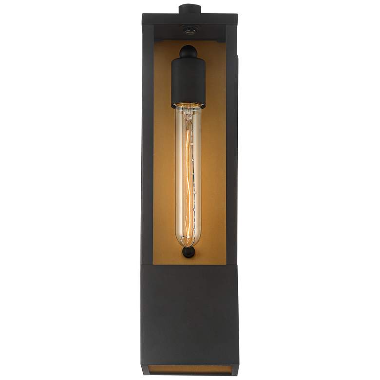Image 4 Possini Euro Berk 16" High Black and Gold Box Outdoor Wall Light more views