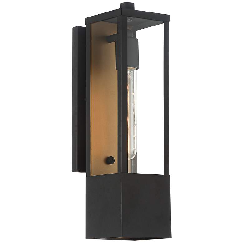 Possini Euro Berk 16&quot; High Black and Gold Box Outdoor Wall Light more views