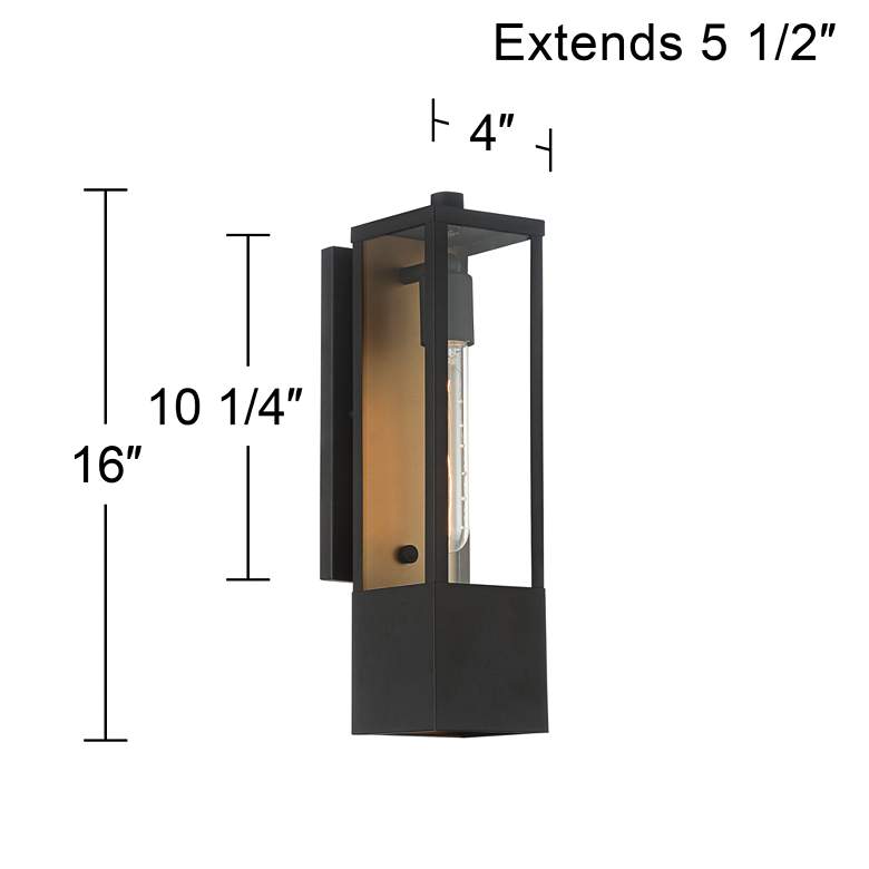 Image 7 Possini Euro Berk 16 inch High Black and Gold Box Outdoor Wall Light more views