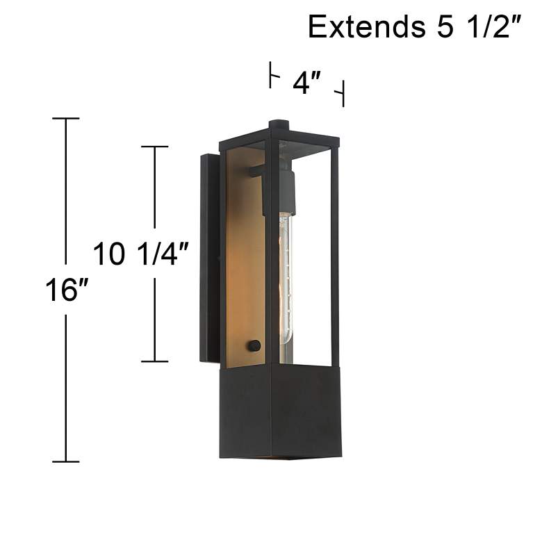 Image 7 Possini Euro Berk 16" High Black and Gold Box Outdoor Wall Light more views