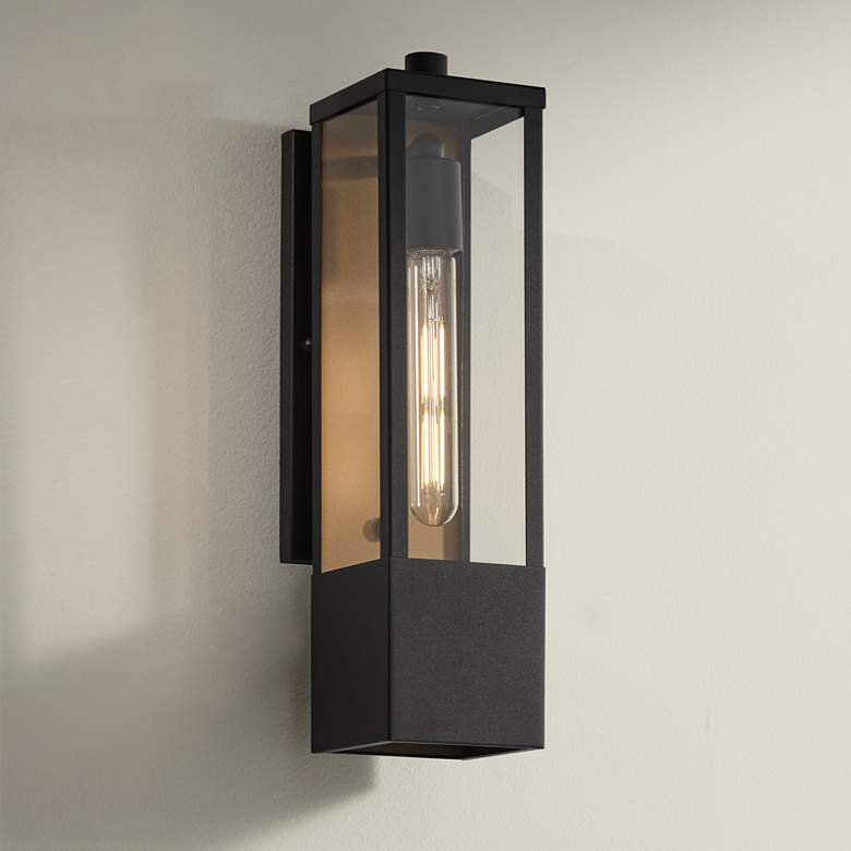 Image 1 Possini Euro Berk 16 inch High Black and Gold Modern Wall Sconce