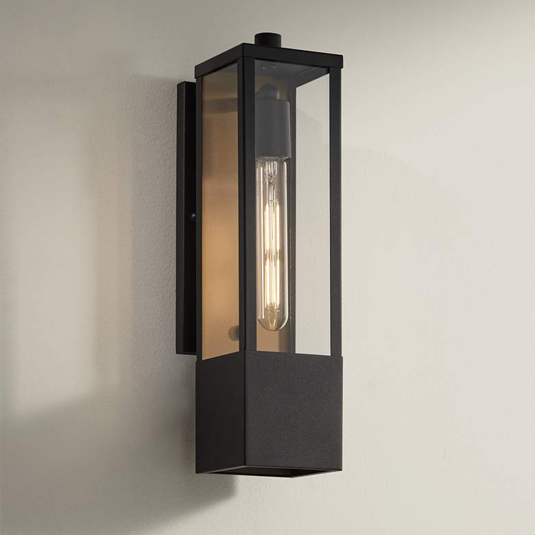 Image 1 Possini Euro Berk 16" High Black and Gold Modern Wall Sconce