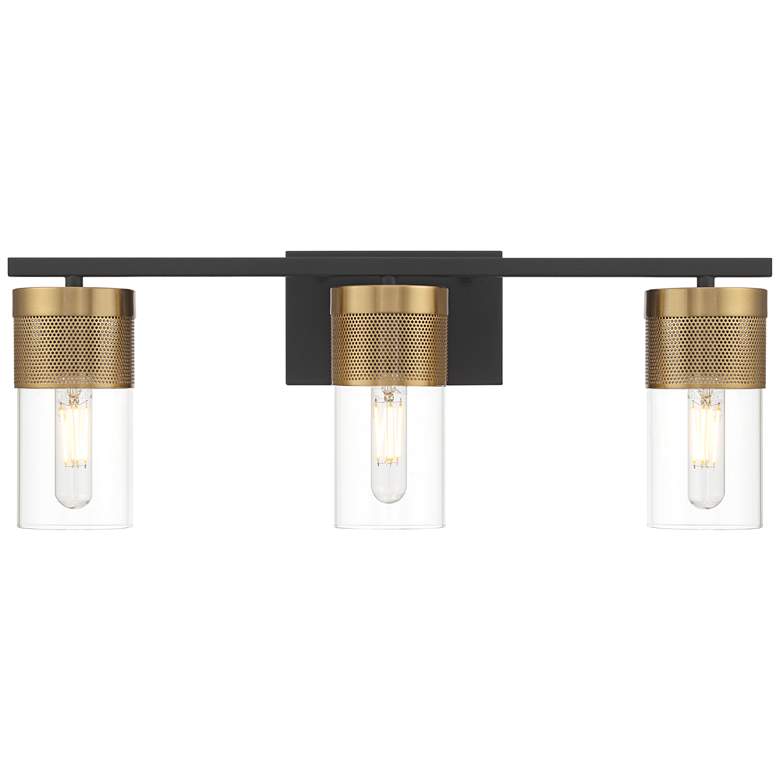Image 2 Possini Euro Berlin 23 1/2" Wide Black and Gold 3-Light Bath Light