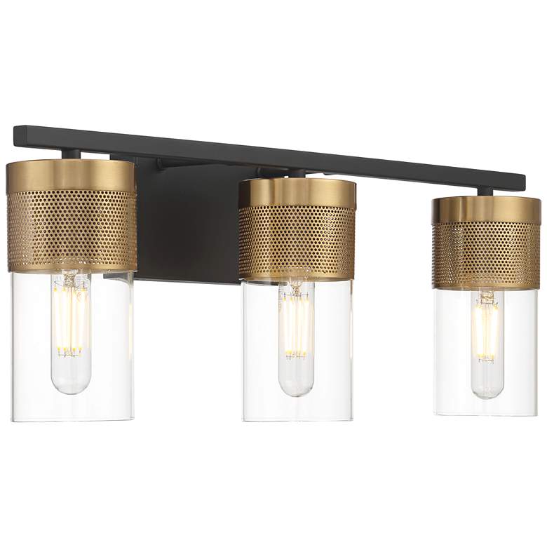 Image 6 Possini Euro Berlin 23 1/2" Wide Black and Gold 3-Light Bath Light more views