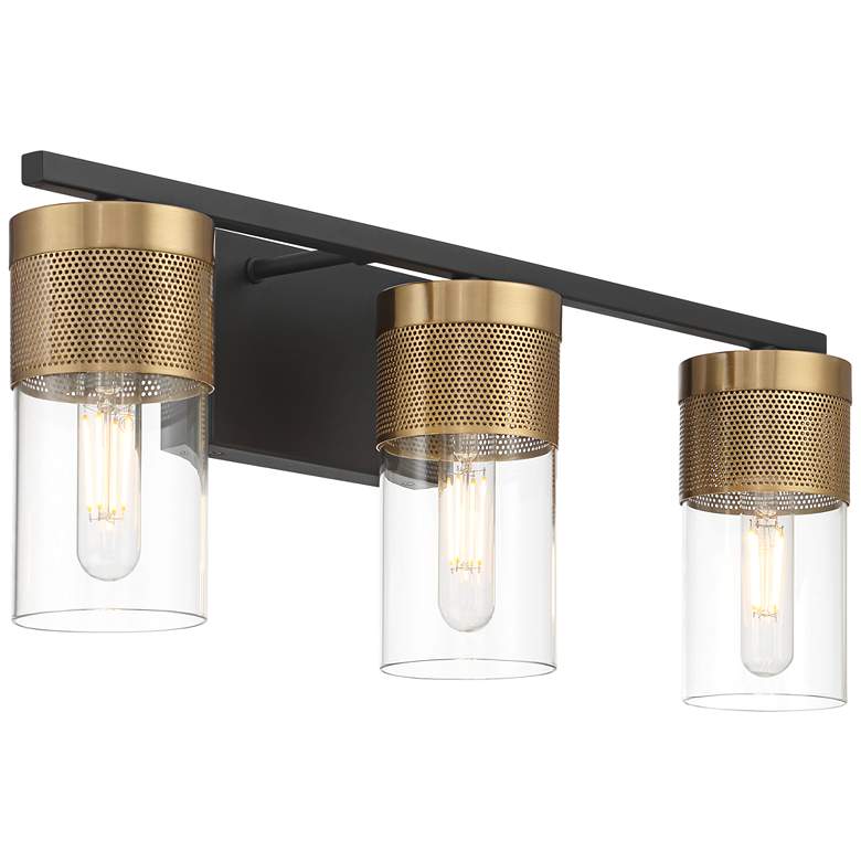Image 7 Possini Euro Berlin 23 1/2" Wide Black and Gold 3-Light Bath Light more views