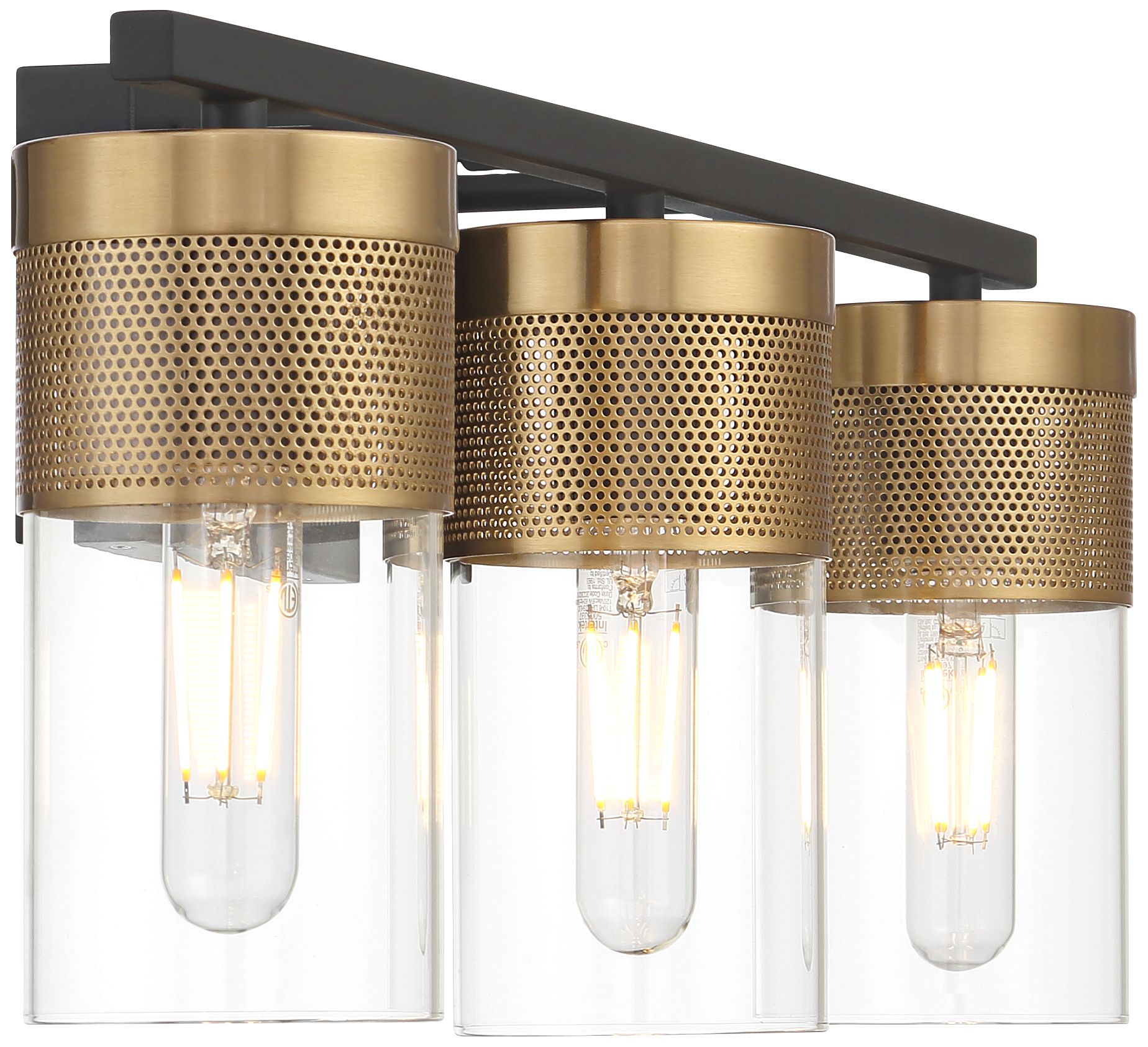 Possini Euro Berlin 23 1/2" Wide Black and Gold 3-Light Bath Light