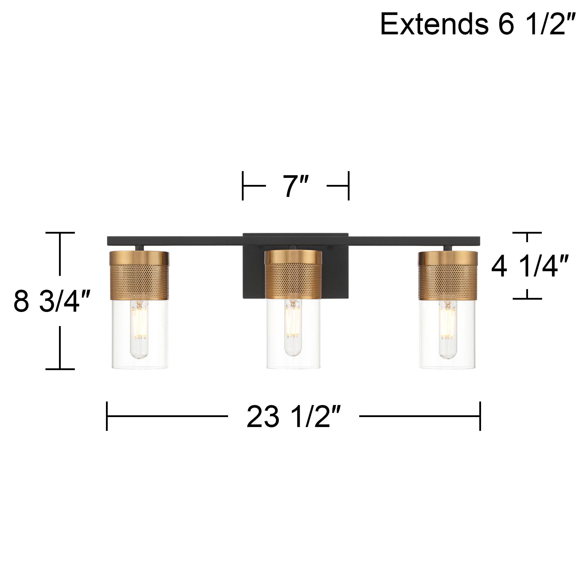 Possini Euro Berlin 23 1/2" Wide Black and Gold 3-Light Bath Light