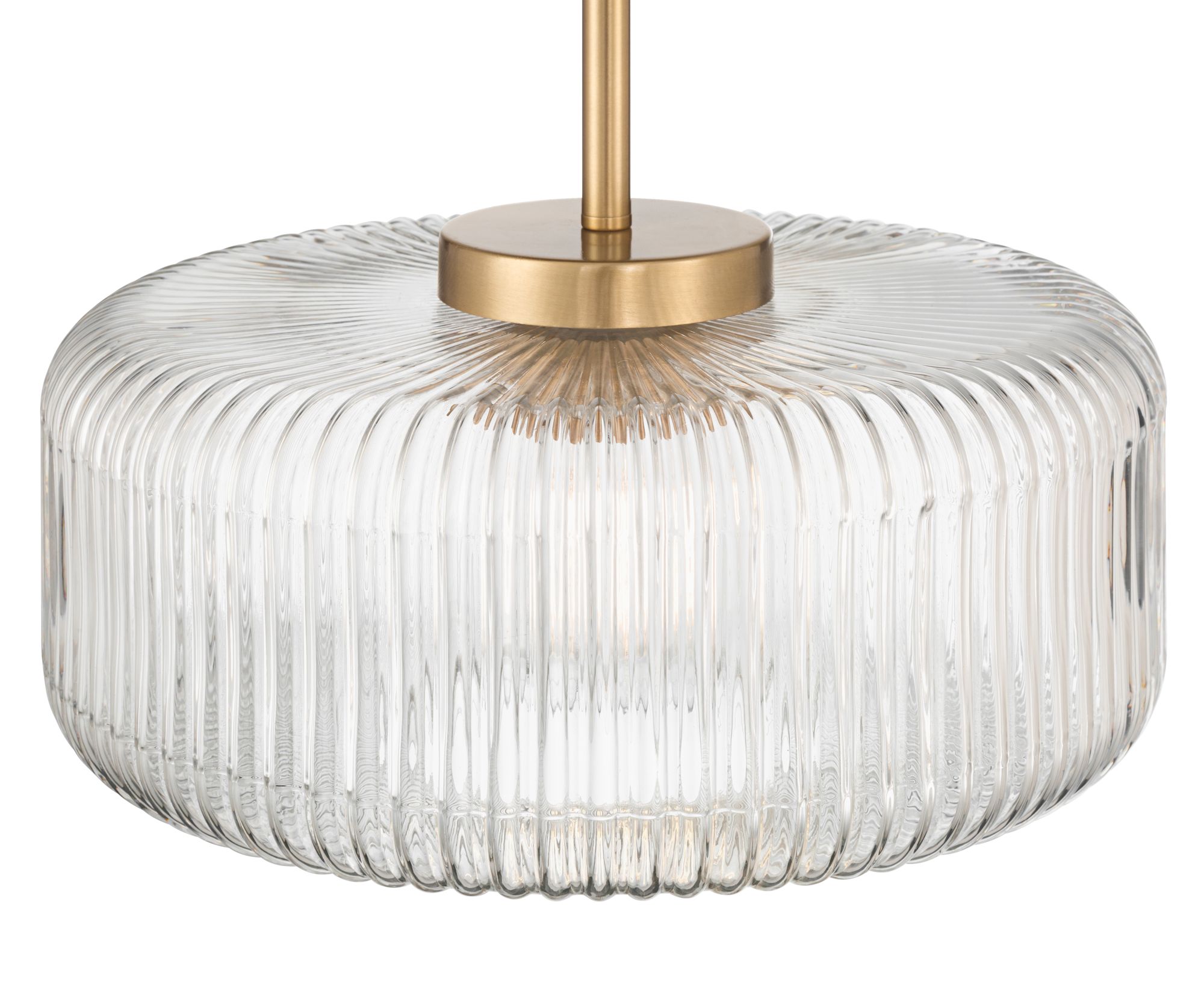 Image 3 Possini Euro Bernado 14"W Warm Brass and Ribbed Glass Ceiling Light more views