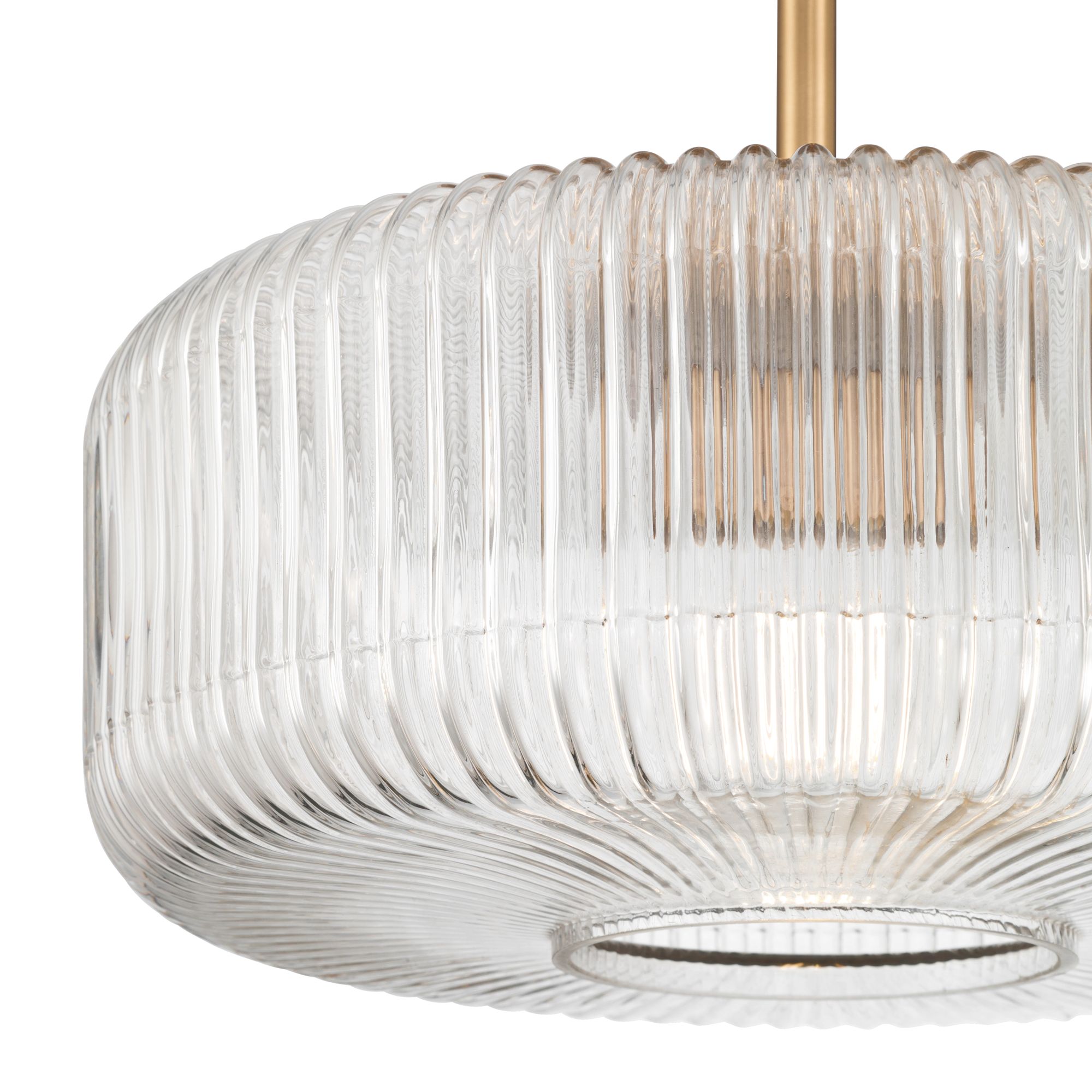 Image 4 Possini Euro Bernado 14"W Warm Brass and Ribbed Glass Ceiling Light more views