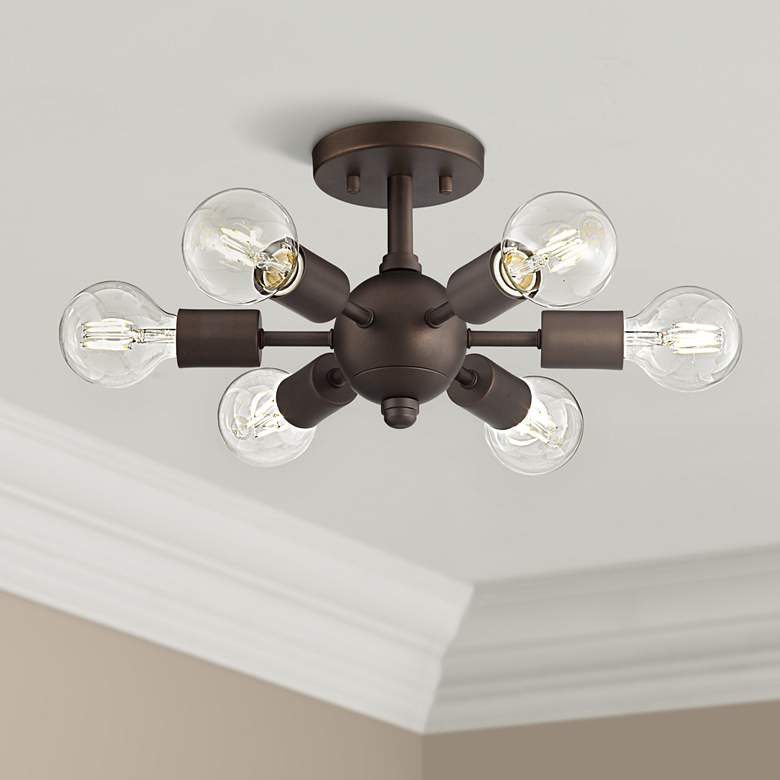 Image 1 Possini Euro Bestla Bronze 6-Light Ceiling Light with 4W Globe LED Bulbs
