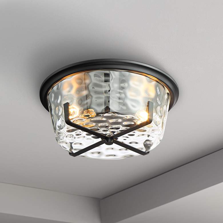 Image 1 Possini Euro Beston 13 1/4"W Hammered Glass Ceiling Light