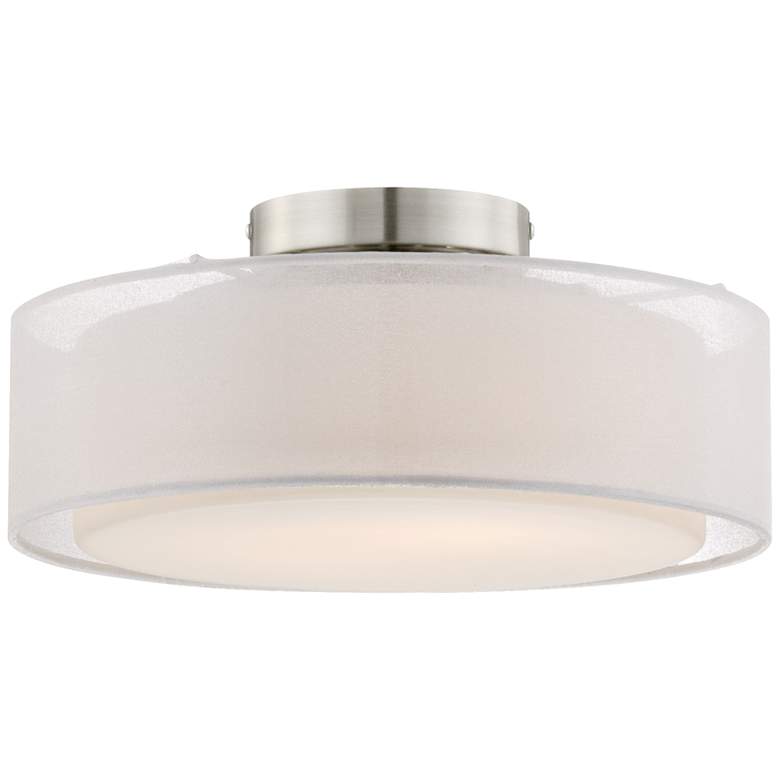 Image 2 Possini Euro Beverly 12 1/2 inchW Opal White Dual Shade Drum Ceiling Light