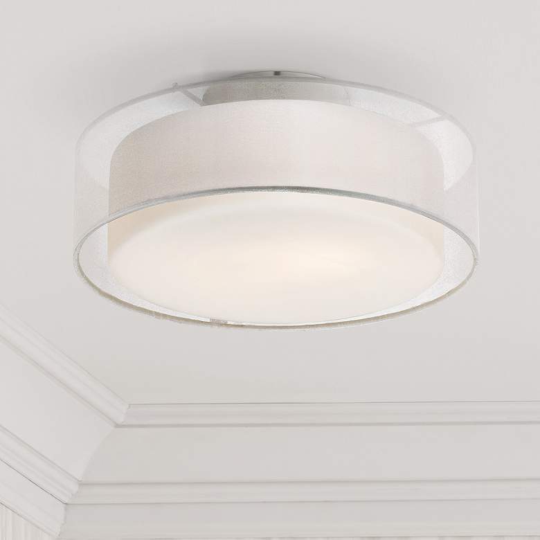Image 1 Possini Euro Beverly 12 1/2"W Opal White Dual Shade Drum Ceiling Light