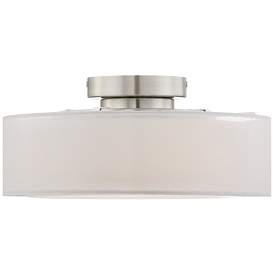 Image5 of Possini Euro Beverly 12 1/2"W Opal White Dual Shade Drum Ceiling Light more views