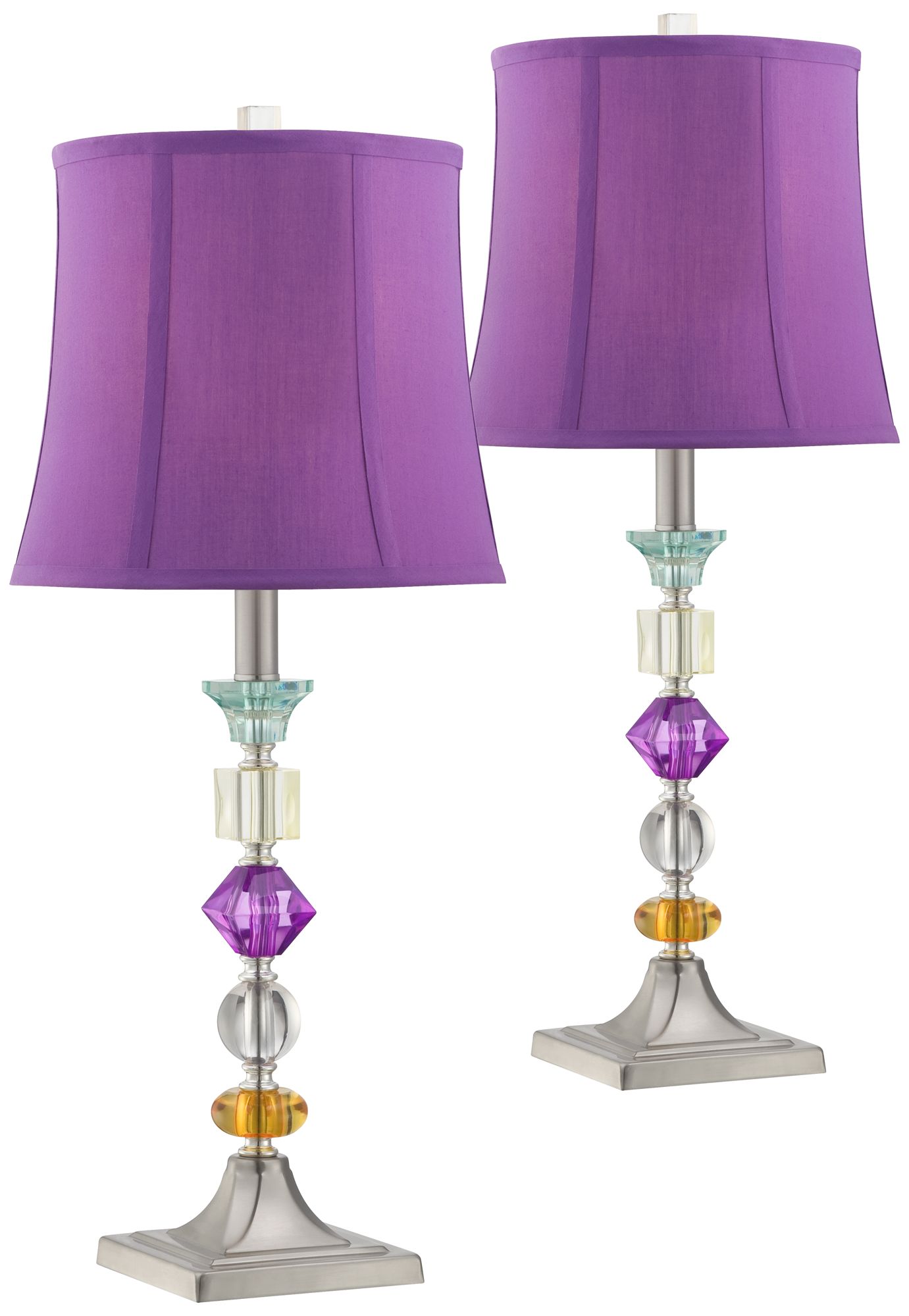 Image 2 Possini Euro Bijoux Modern 25 1/2" High Purple Table Lamps Set of 2