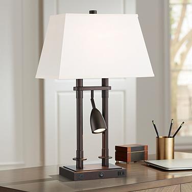 Possini Euro Bishop 26 1/2" Bronze Desk Lamp with USB and Outlet
