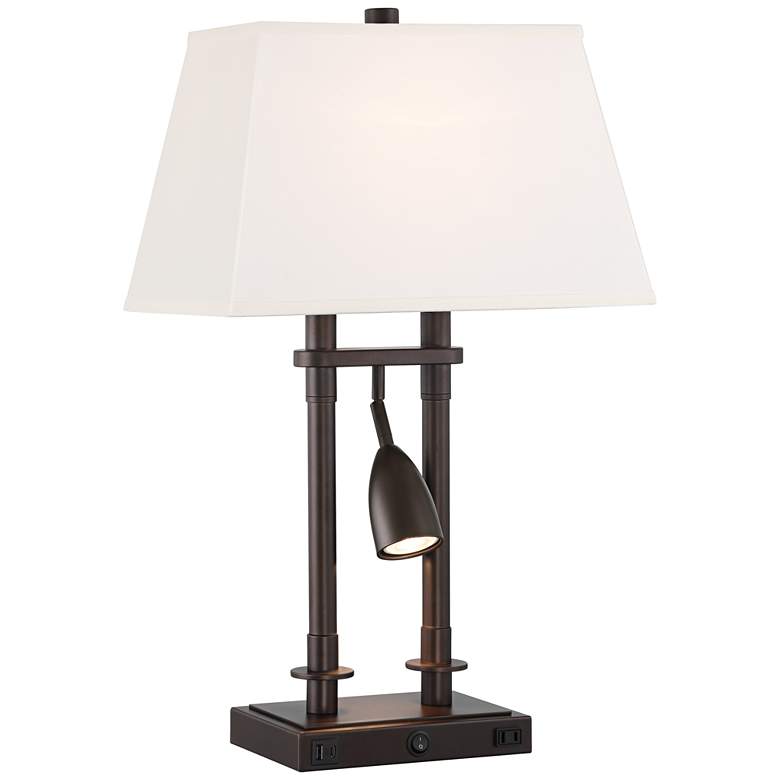 Image 2 Possini Euro Bishop 26 1/2" Bronze Desk Lamp with USB and Outlet