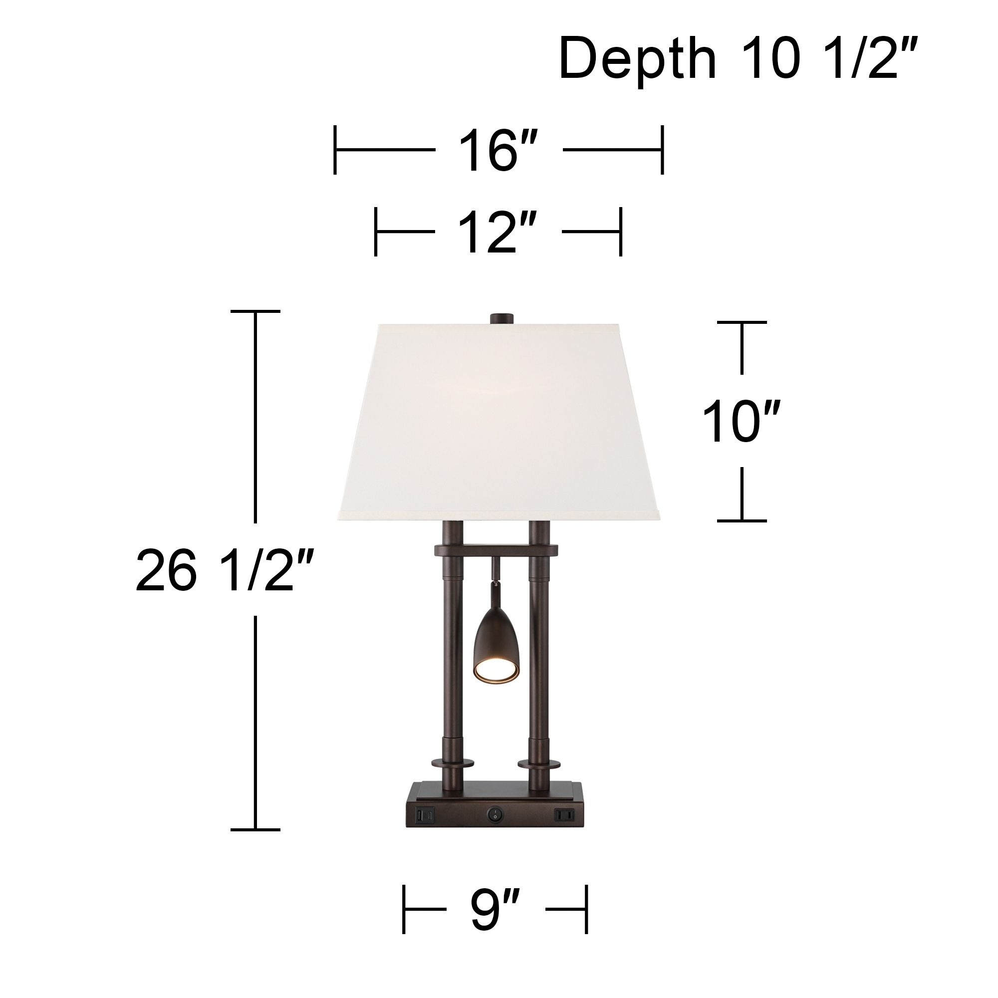 Possini Euro Bishop 26 1/2" Bronze Desk Lamp with USB and Outlet