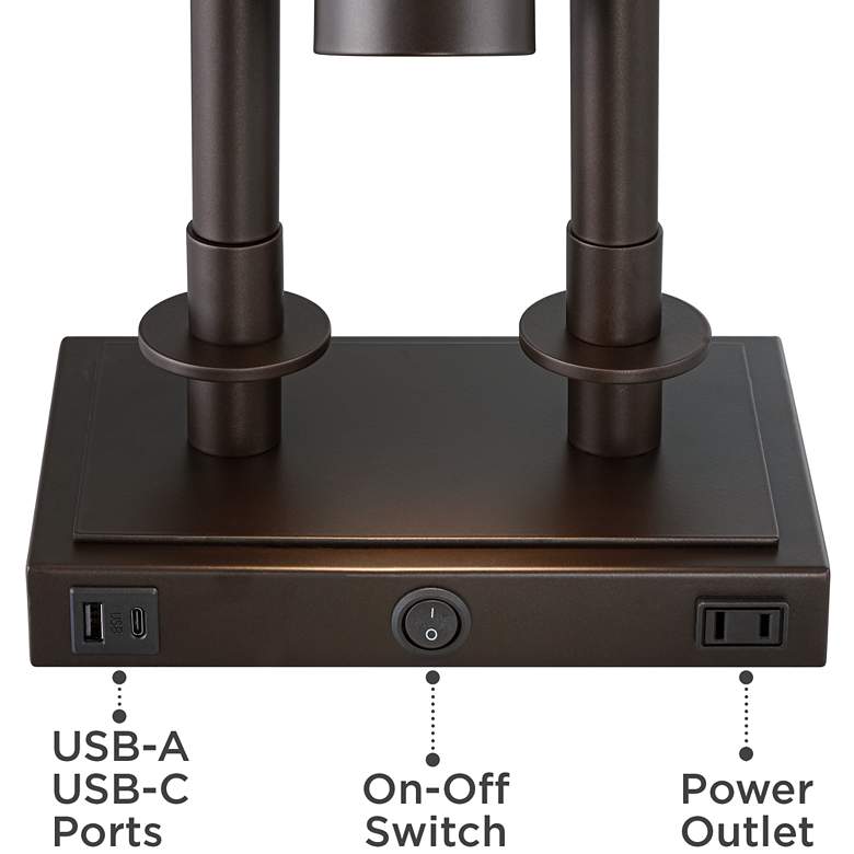Image 5 Possini Euro Bishop 26 1/2" Bronze Desk Lamp with USB and Outlet more views