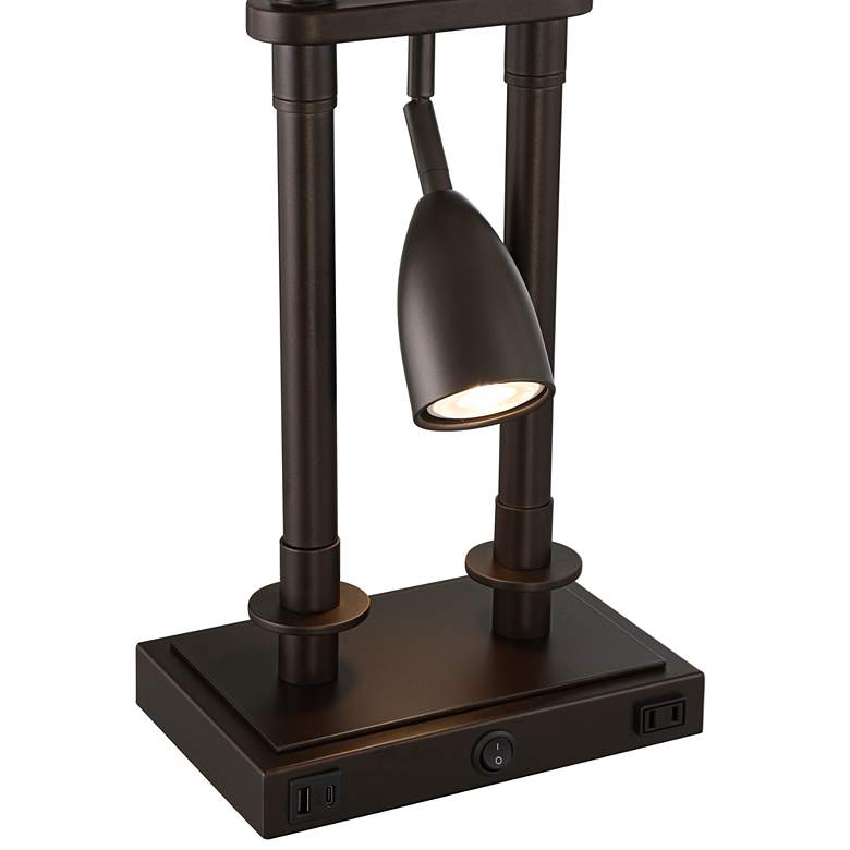 Image 6 Possini Euro Bishop 26 1/2" Bronze Desk Lamp with USB and Outlet more views