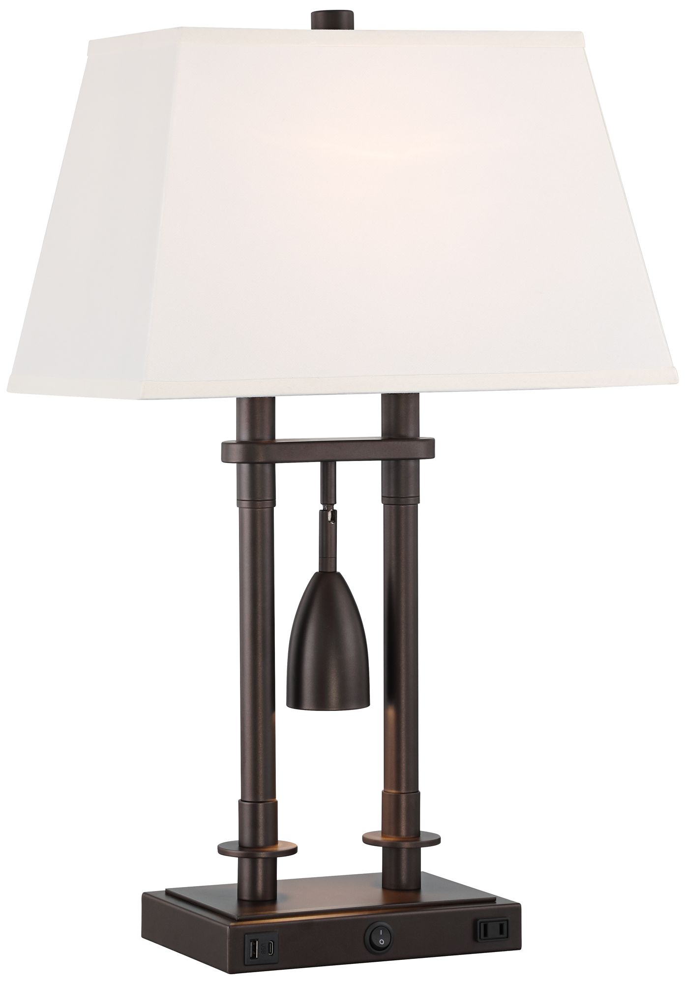 Possini Euro Bishop 26 1/2" Bronze Desk Lamp with USB and Outlet