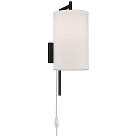 Image5 of Possini Euro Bixby Modern Drum Plug-In Wall Lamps Set of 2 more views